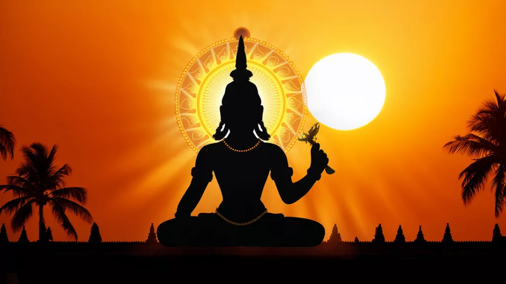 Surya, dieu Soleil de l’Inde ancienne, représenté comme une divinité lumineuse et rayonnante
