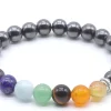 7-chakras-hématite Bracelet d'équilibre 7 chakras avec pierres d'hématite 8 mm