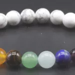 Bracelet 7 Chakras & Howlite Blanche – Équilibre et Sérénité 8 mm