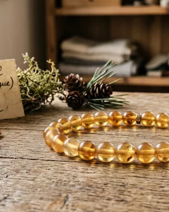Bracelet Ambre Claire 8mm de Russie : élégance naturelle et bienfaits énergétiques