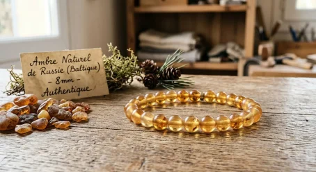Bracelet Ambre Claire 8mm Russie Bracelet Ambre Claire 8mm Russie