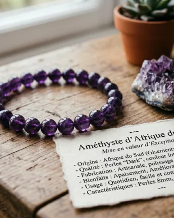Bracelet Améthyste 8mm Dark – Élégance et puissance naturelle