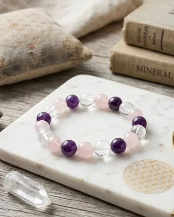 Bracelet Améthyste Quartz Rose Cristal 10mm : Harmonie, Énergie et Élégance