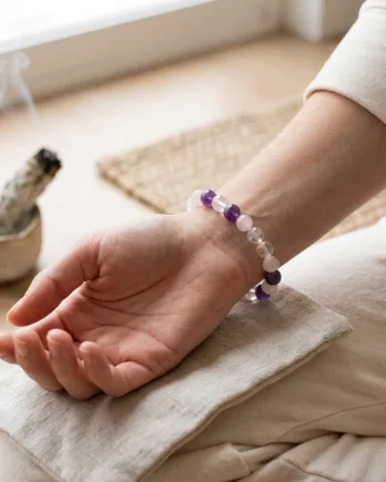 Bracelet Améthyste Quartz Rose et Cristal 8mm : harmonie, énergie et élégance naturelle