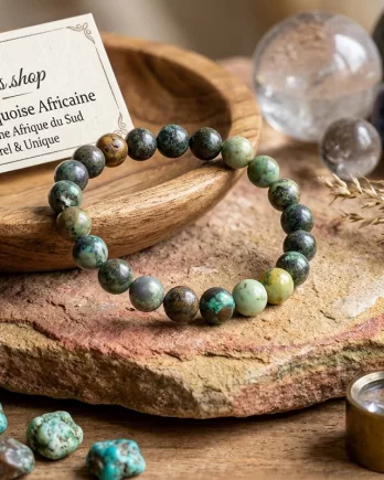 Bracelet Turquoise Africaine 8mm : un bijou naturel d’Afrique du Sud