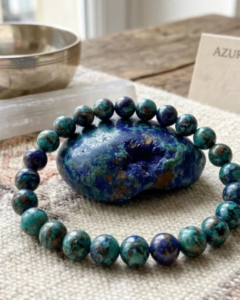 Bracelet Azurite AAA 8mm – Une pierre d’exception du Pérou