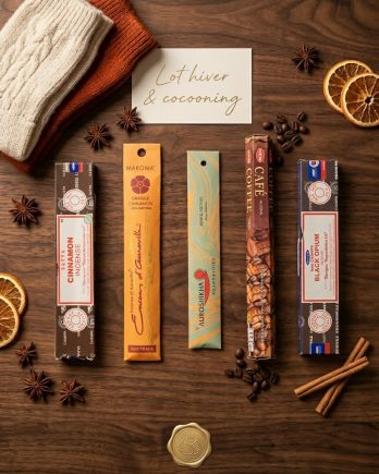 Lot d’encens Hiver & Cocooning – 5 parfums chauds et réconfortants