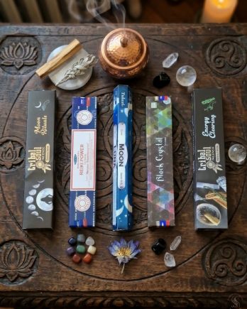 Lot d’encens Rituels de Lune & Cristaux 5 boîtes bâtonnets