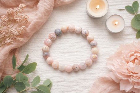 Bracelet opale rose 8mm-2 Bracelet opale rose 8mm