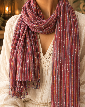 Chèche indien bordeaux, lavande & gris anthracite Chèche indien bordeaux, lavande & gris anthracite
